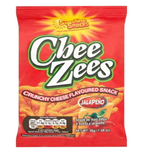 Sunshine Snacks Cheezies Jalapeno 8 x 12 x 45g