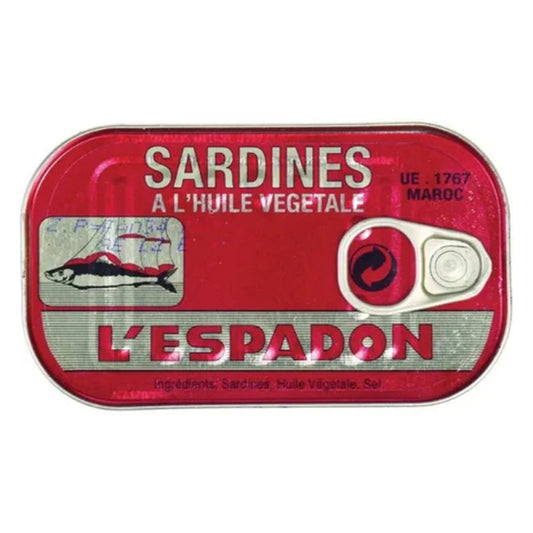 L’Espadon Sardines in Spiced Vegetable Oil 50 x 125g