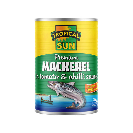 Tropical Sun Canned mackarel - In Tomatoes & Chilli Sauce 400g